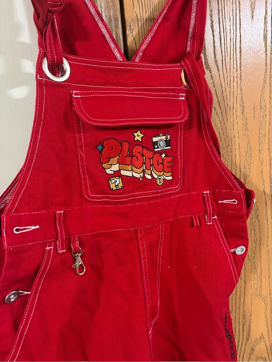 Justice Pants - Justice Bright Red Girls' Overalls with Embroidered Front Pocket